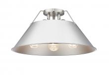  3306-3FM PW-CH - Orwell 3-Light Flush Mount in Pewter with Chrome